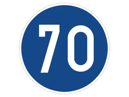 VZ 275-70 Vorgeschriebene Mindestgeschwindigkeit 70 km/h
