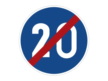 VZ 279-20 Ende der vorgeschriebenenMindestgeschwindigkeit 20 km/h