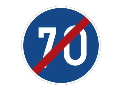 VZ 279-70 Ende der vorgeschriebenenMindestgeschwindigkeit 70 km/h