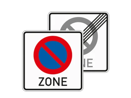 VZ 290.1-40 Beginn/Ende eines eingeschränkten Haltverbots für eine Zone, doppelseitig (Rückseite VZ-Nr. 290.2)