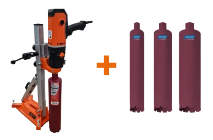 Aktion Norton Clipper Komplett-Set Kernbohrgerät CDR163 / CDM204 mit drei Bohrkronen 82 mm, 112 mm, 132 mm