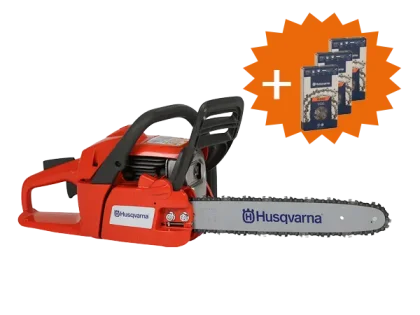 Paket-Aktion: Husqvarna Motorsäge 135 Mark II + 3x Ersatzkette