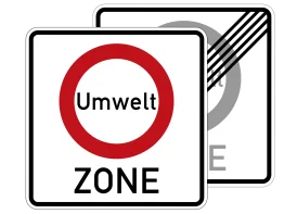 VZ 270.1-40 Beginn/Ende einer Verkehrsverbotszone zur Verminderung schädlicherLuftverunreinigungen in einer Zone,doppelseitig (Rückseite VZ-Nr. 270.2)