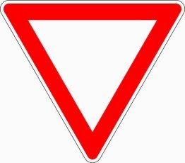 Verkehrszeichen VZ 205 Vorfahrt gewähren.