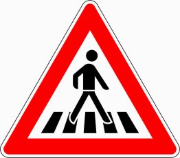 Verkehrszeichen VZ 101-21 Fußgängerüberweg, Aufstellung links