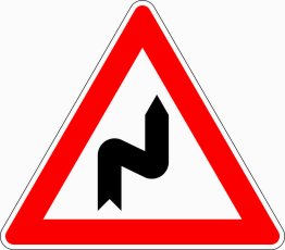 Verkehrszeichen VZ 105-20 Doppelkurve, zunächst rechts