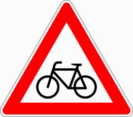 Verkehrszeichen VZ 138-10 Radverkehr, Aufstellung rechts
