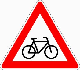Verkehrszeichen VZ 138-20 Radverkehr, Aufstellung links