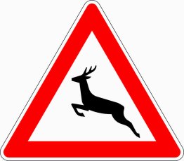 Verkehrszeichen VZ 142-10 Wildwechsel, Aufstellung rechts