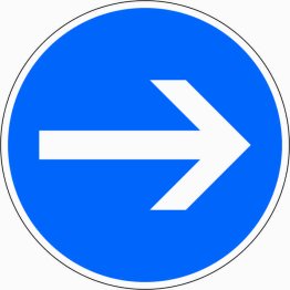 VZ 211 Vorgeschriebene Fahrtrichtung hier rechts