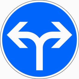 VZ 214-30 Vorgeschriebene Fahrtrichtung rechts oder links