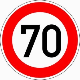 Verkehrszeichen VZ 274-70 Zulässige Höchstgeschwindigkeit 70 km/h