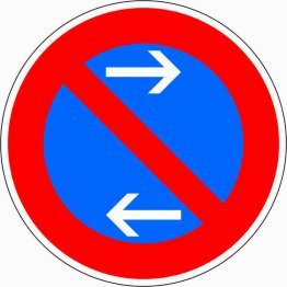 Verkehrszeichen VZ 286-31 Eingeschränktes Haltverbot Mitte (Aufstellung links)